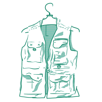 Illustratie van een vest met veel zakken