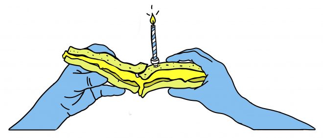 Illustratie van een boterham met een kaarsje