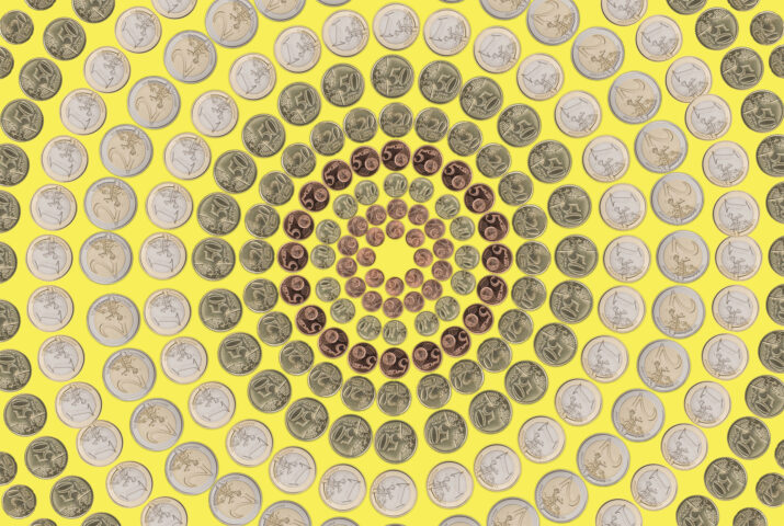 Mandala van Euromunten door Demian Janssen
