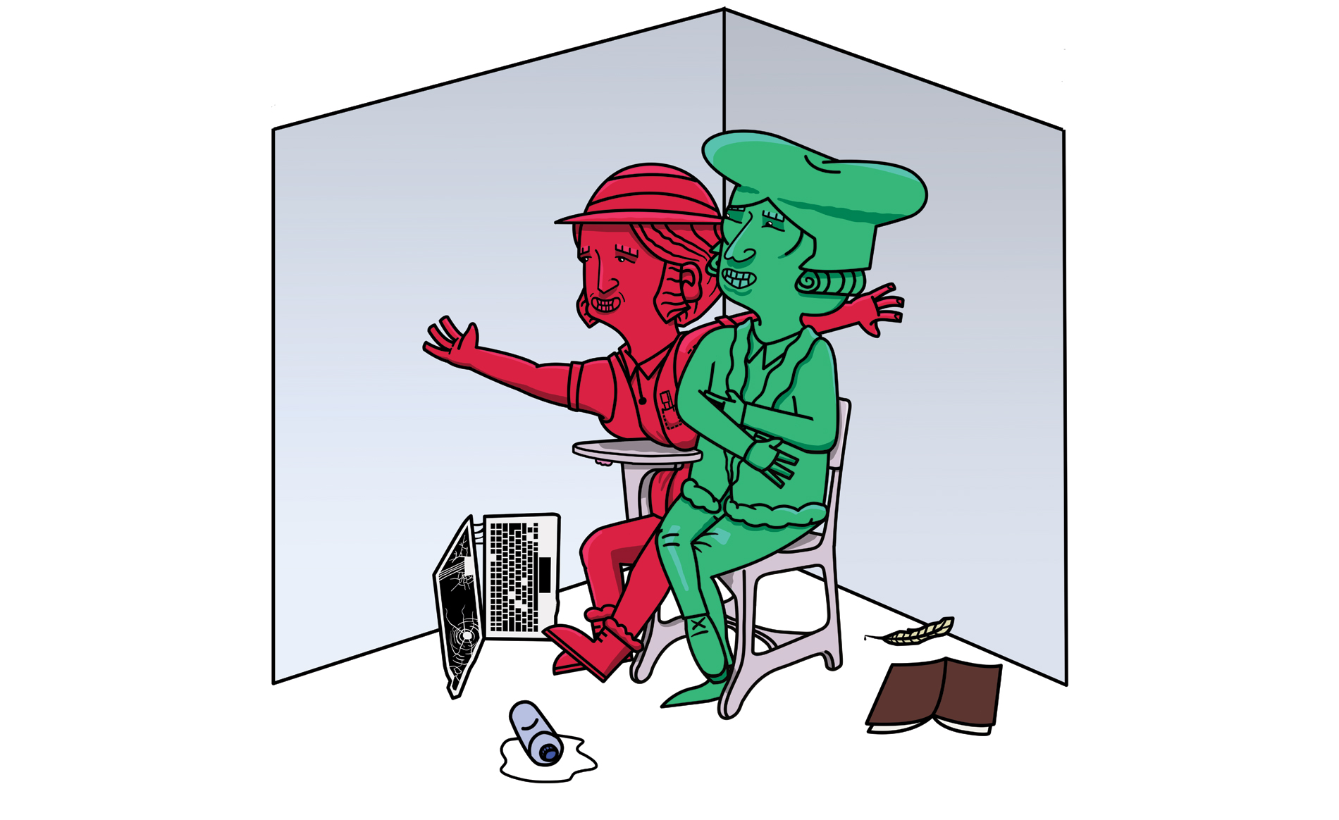 Illustratie rood en groen figuren