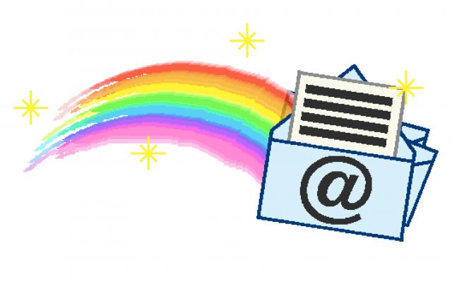 Brief of e-mail met een regenboog