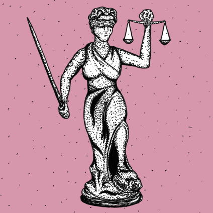 vrouwe justitia als symbool bij rubriek de uitspraak