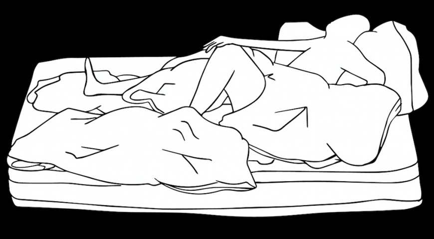 Illustratie van een persoon in bed