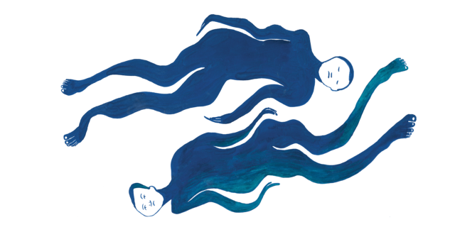 Illustratie twee waterig bluwe lichamen