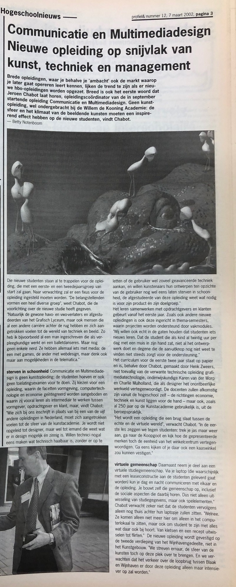 Foto van het krantenartikel over cmd uit 2002