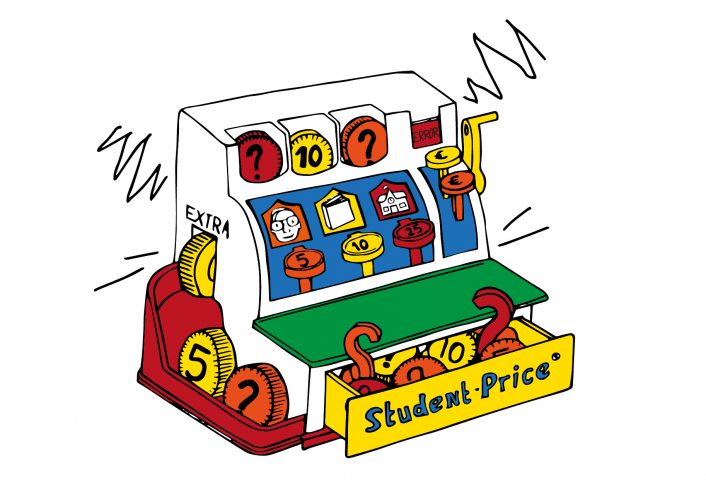 Illustratie Student Price kassa