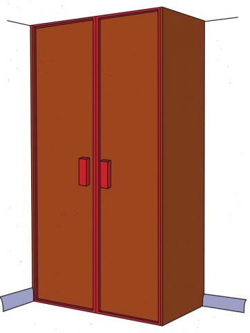 Illustratie van een kast, met gesloten deuren